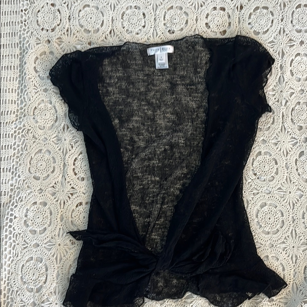 White House Black Market Sheer Black Top